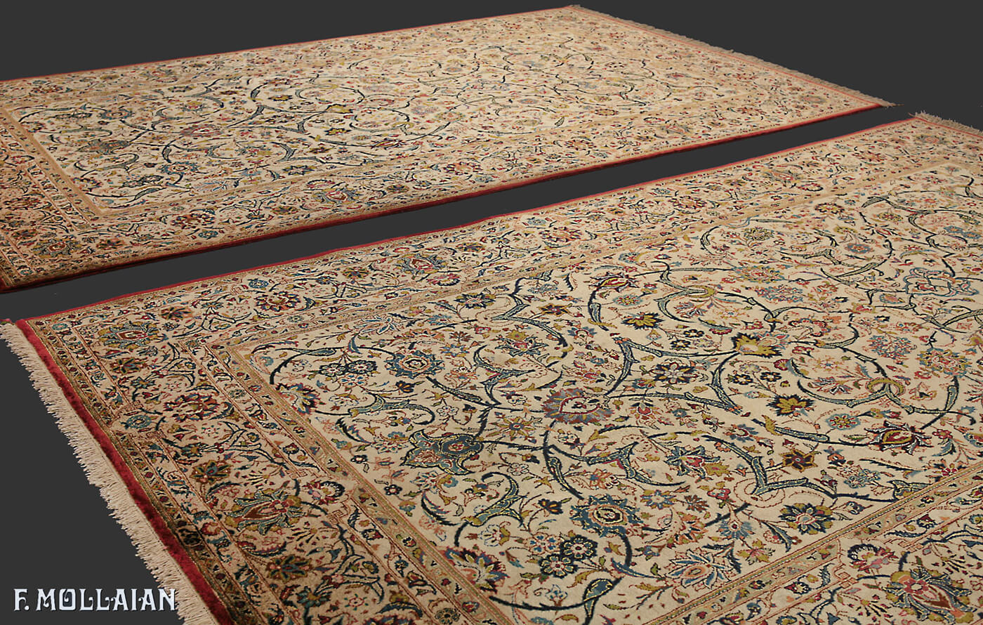 Pair of Antique Persian Kashan Silk “Forutan” Rug n°:51755568